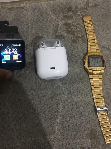 Relógio Casio e smart Watch e fone Bluetooth novos!