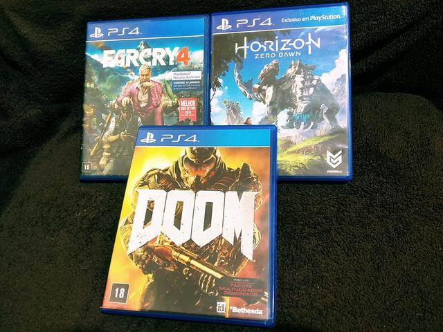 Jogos Ps4 - Far Cry 4 - Horizon Zero Down e DOOM -