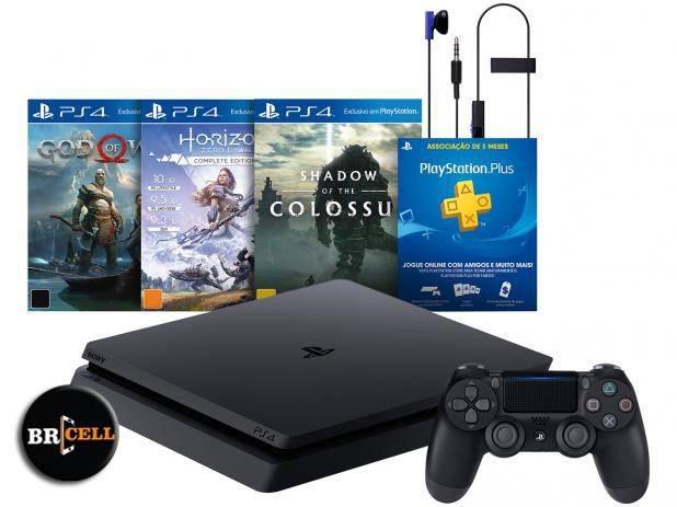 PS4 Slim 1Tb HDR Preto Fosco Bundle c/ 3 jogos exclusivos