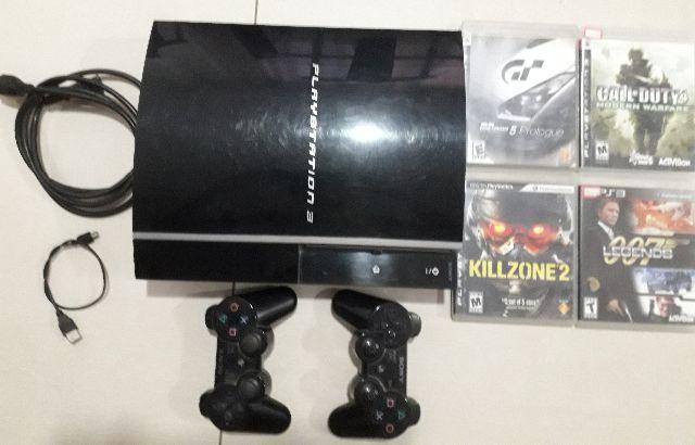 Ps3 Modelo Fat+5 Jogos e 2 controles