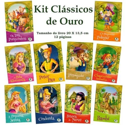 Kit Livro Infantil - Clássicos De Ouro - 10 Und