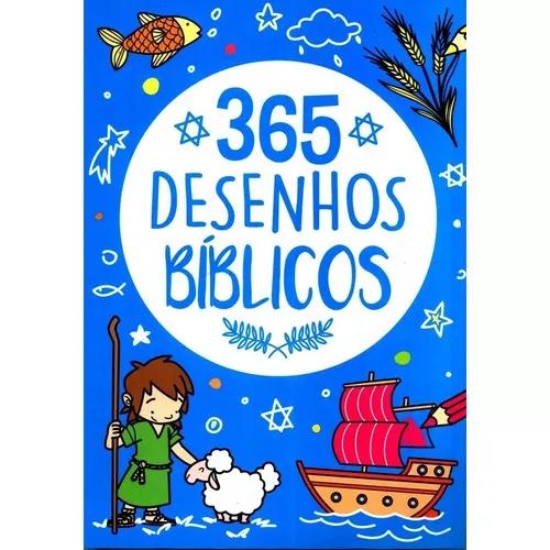 Kit Livros Infantis 365 Desenhos Biblicos C/ 6 Canetas