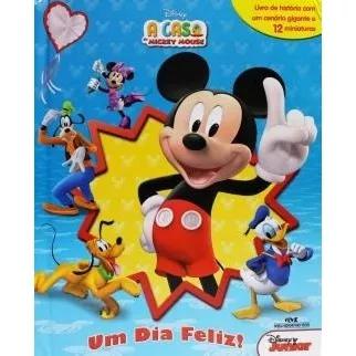 Livro Com 12 Miniaturas - Casa Do Mickey Mouse - Um Dia Feli