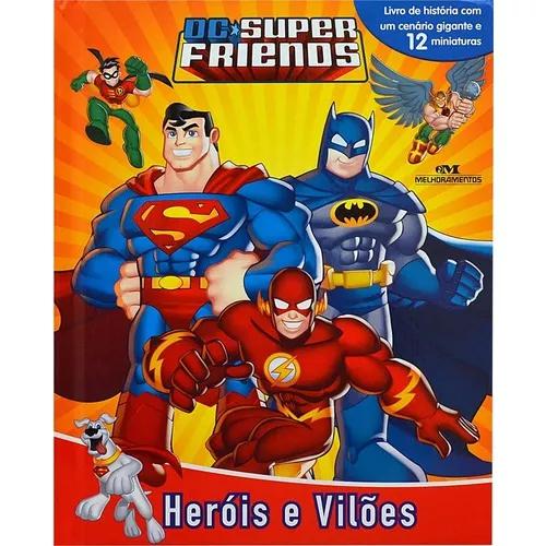 Livro Dc Super Friends - Heróis E Vilões - Com 12