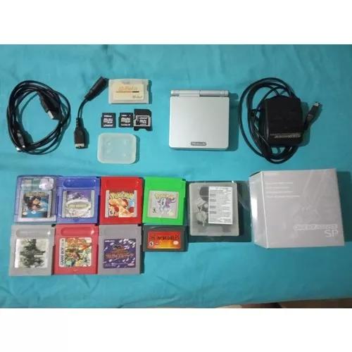 Game Boy Advance Sp + Flashcard + Cartuchos + Acessórios