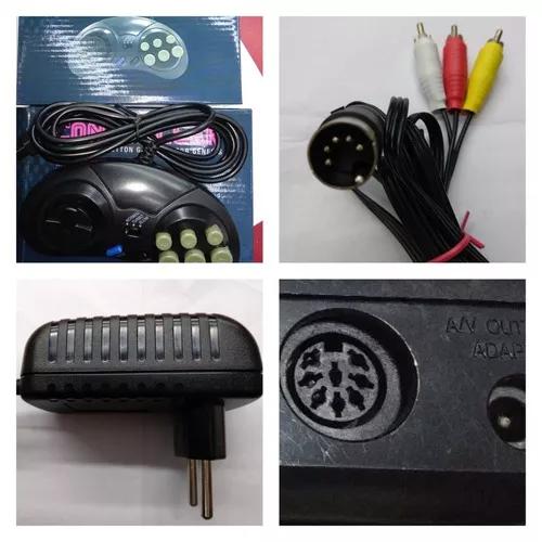 Kit Para Mega Drive 1: Fonte + Cabo + 2 Controles Cabo 1.5 M