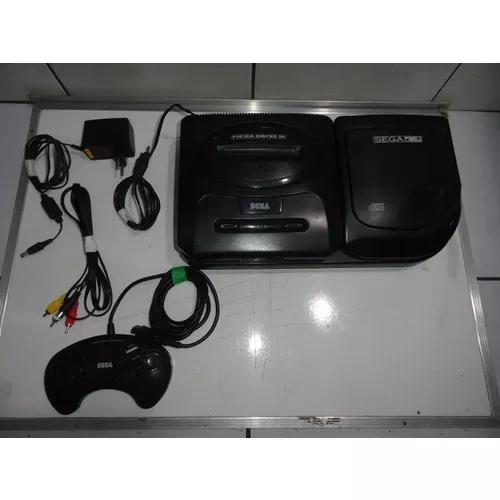 Mega Drive Com Sega Cd Console Bonito Completo C06