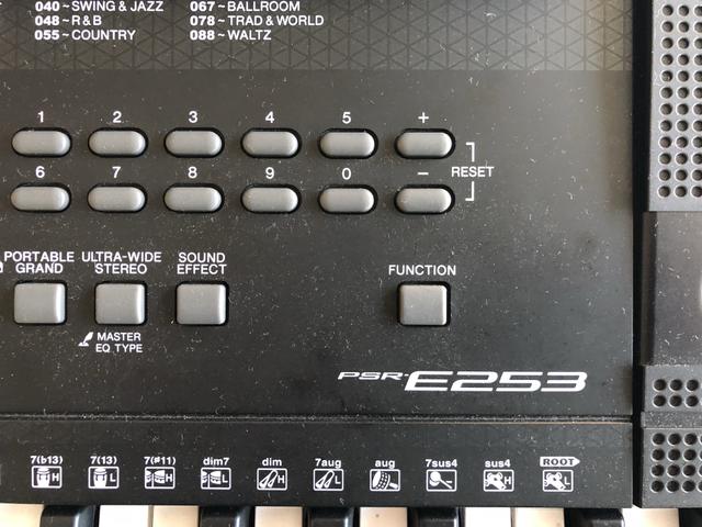 Teclado Yamaha PSR E253 com pedal de sustain