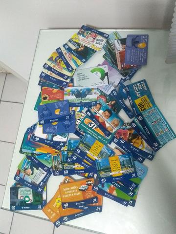 Cartões telefônicos usados (tarjinha) + pré-pagos celular