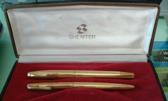 Estojo de canetas Sheaffer banhadas a ouro