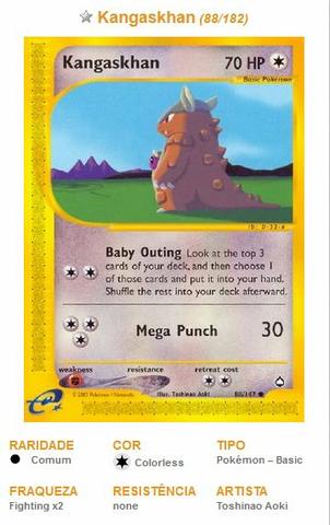 Pokémon Card (001) - Kangaskhan - Raridade: Comum - Tipo: