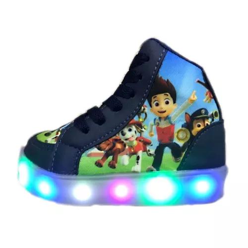 Tênis Botinha Infantil Cano Alto Patrulha Canina Luzes Led