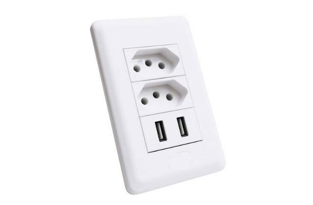 Tomada Energia Fonte 2 Usb de Parede Duo Universal- NOVA