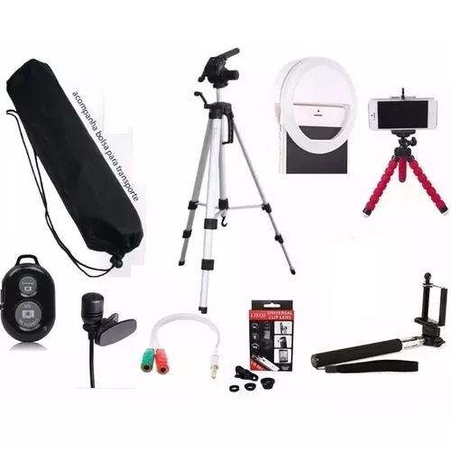 Tripe 1,20 Anel Led Ring Light + Kit Youtuber Para Celular