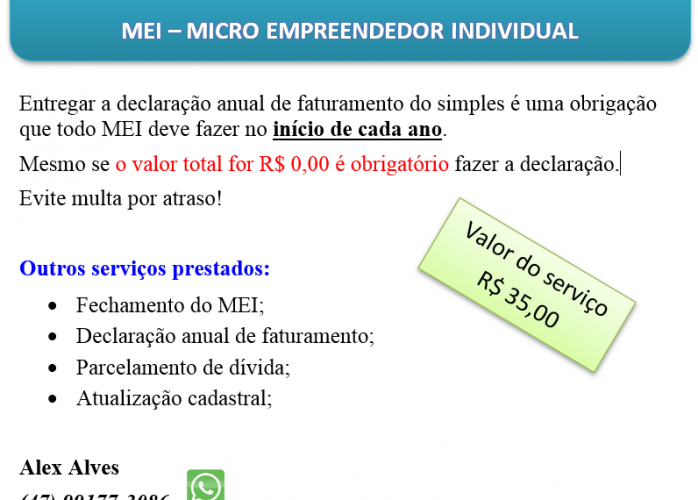 Serviços para MEI R$: declaração, fechamento e