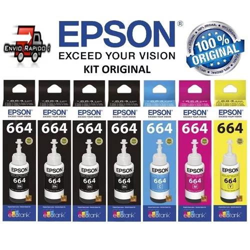 Kit 7 Tinta Para Impressoras Epson 664