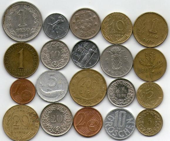 20 moedas estrangeiras