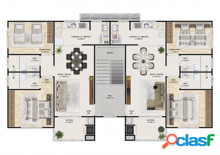 Apartamentos c/02 dormitórios sendo 01 suíte em Gravata