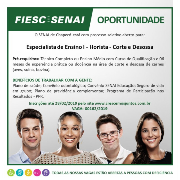 Especialista de Ensino I - Horista - Corte e Desossa (SENAI)