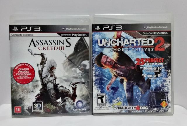 Jogos de ps3 assasskns creed 3 e uncharted 2 zerado