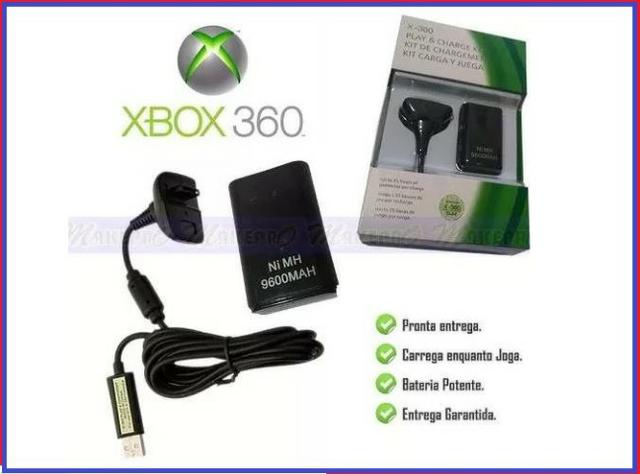Kit Carregador E Bateria Pra Controle Xbox360 Pronta Entrega