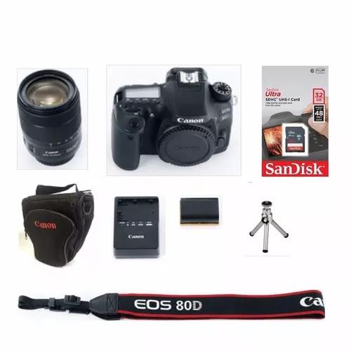 Câmera Canon Eos 80d C/ 18-135mm+ Sd64gb+ Bolsa+tripé