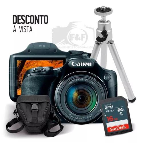 Câmera Canon Powershot Sx530 Hs + Sd 16gb Case Tripé + Nfe