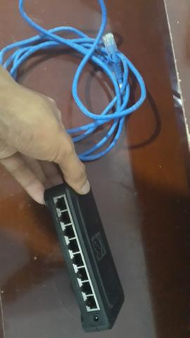 Switch 8 Portas + cabo internet de 2,50m