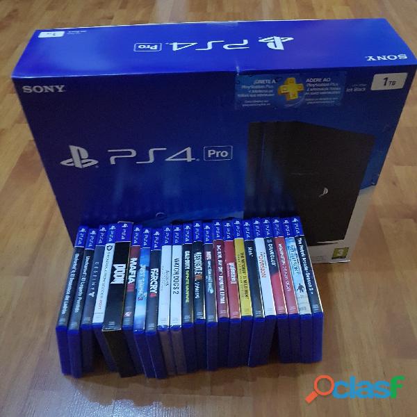 Sony Playstation 4 Pro 1Tb 2 Controller and 23 free Games