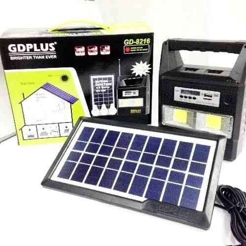 Kit Painel Placa Solar E Bateria 3 Bulbo Led + Radio Usb Mp3