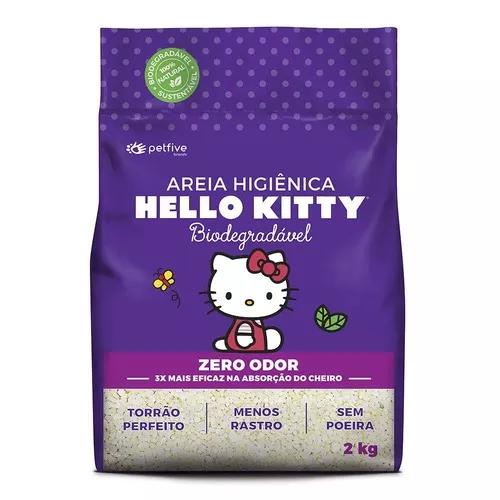 Kit 10 Areias De Gato Hello Kitty Bio Grossa 2kg