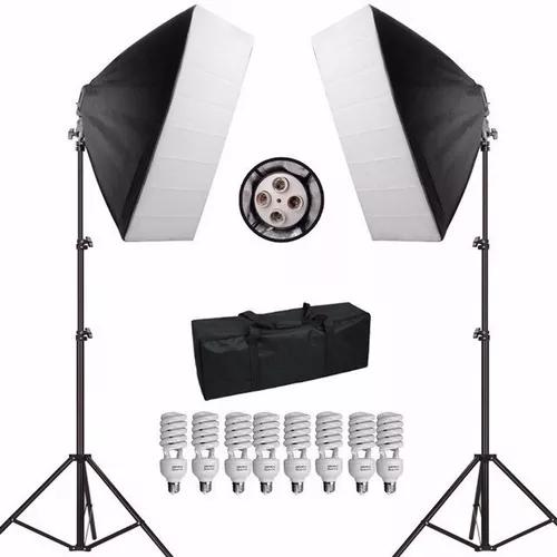 Kit Softbox E27 Quadruplo C Lampada Tripé 2m Ideal