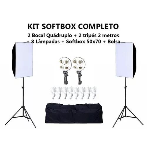 Soft Box 50x70 Luz Continua 8 Lp 45w 110v Tripe Bolsa 5500k