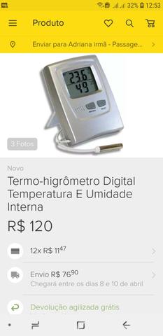 Termo higrômetro digital