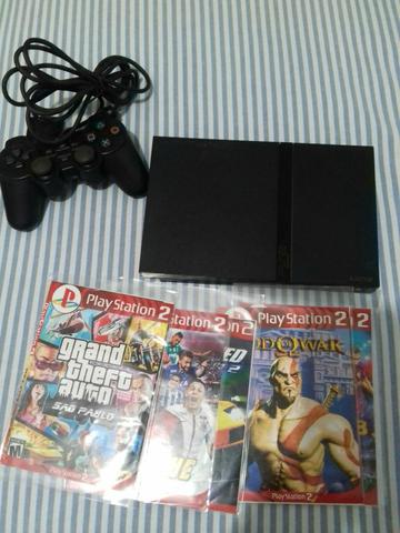 VENDO PS2 com 1manete com fio e 5jogos. 