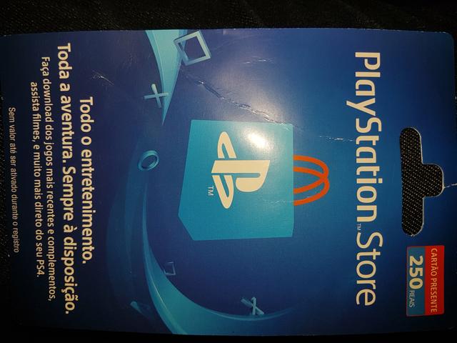 Cartão PSN 250 pra ps4 + 1 cartão de 100 tdo por apenas