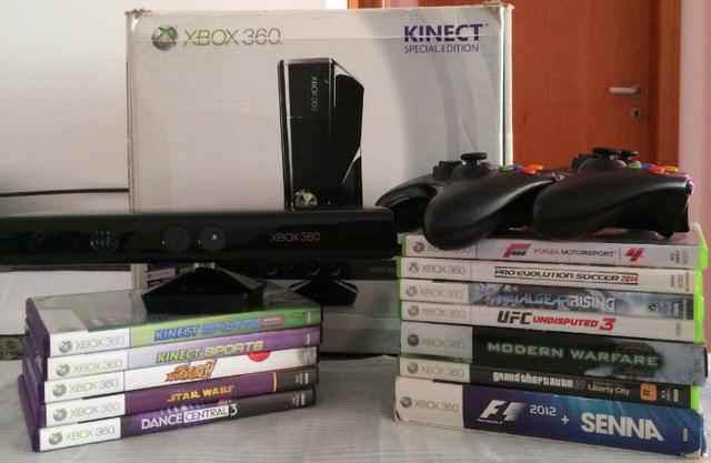 Excelente Xbox 360 Todo Original + Jogos + Kinect + Fone -