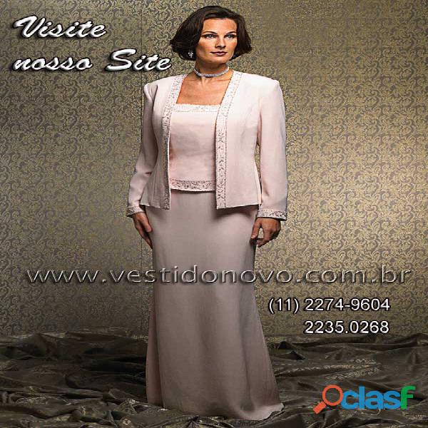 Vestido Plus Size Mãe de noivo, com casaco manga longa da