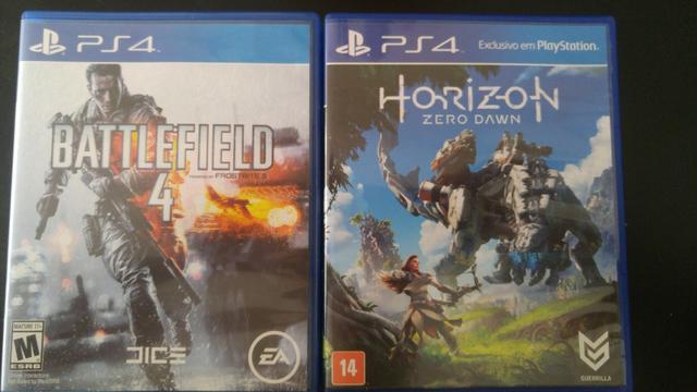 Dois jogos de PS4 Horizon zero Dawn e Batlefid 4