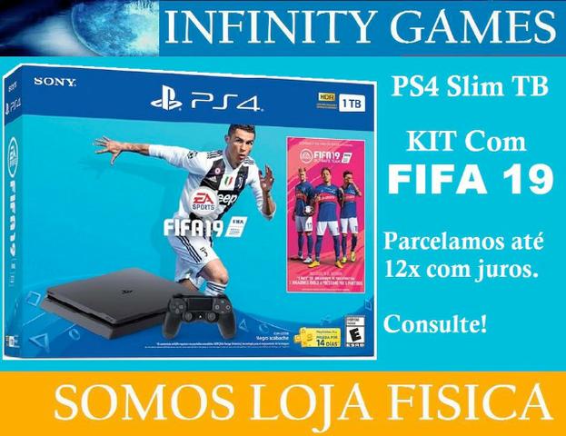 Playstation 4 Slim 1TB - Kit Fifa 19, loja física, com