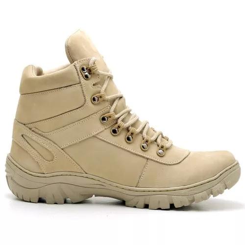 Bota Adventure Tática Militar Air Soft Desert Couro Oferta