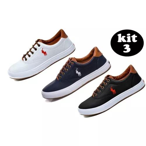 Kit 3 Pares - Tenis Masculino Sapatenis Polo Wey - S