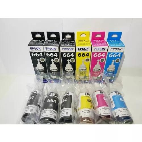 Kit 6 Tintas Epson T664 Original L395 L220 L375 L380 L455