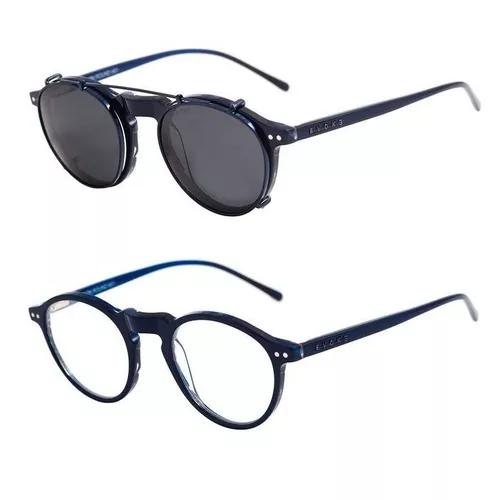 Armação Oculos Grau Evoke Clip On Round H01 Azul