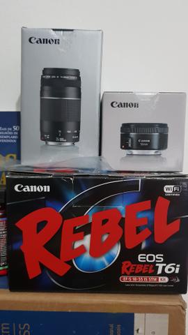 Canon T6i zerada na caixa + 3 Lentes