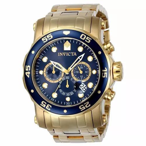 Relógio Invicta Pro Diver Troca Pulseira 23651 Plaque Ouro