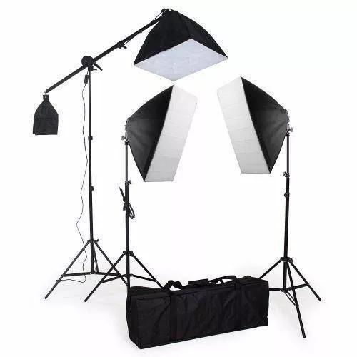 Kit 2 Softbox Greika 50x70+softbox 40x40 C/ Girafa 5500k Nf