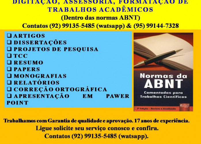 DIGITAÇÃO, ASSESSORIA, FORMATAÇÃO DE TRABALHOS