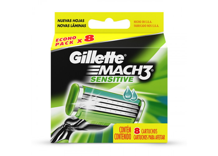 Mach 3 Gilette - Refil com 8 Cartuchos
