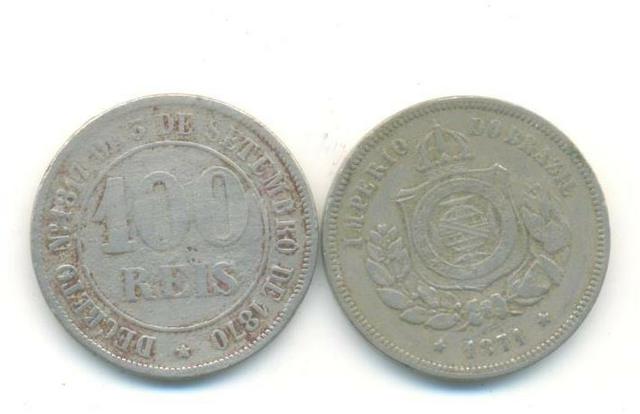 Moedas imperio 100 reis 